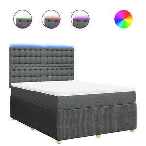 vidaXL Sommier &agrave; lattes de lit avec matelas Gris fonc&eacute; 140x200cm Tissu