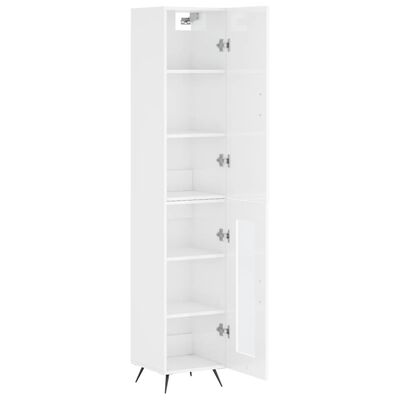 vidaXL Buffet haut Blanc brillant 34,5x34x180 cm Bois d'ingénierie