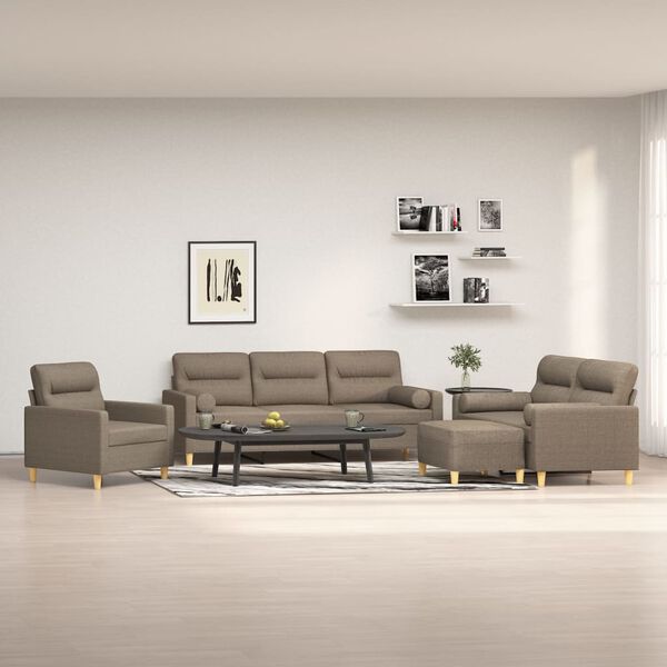 vidaXL Ensemble de canap&eacute;s 4 pcs coussins d&eacute;coratifs et coussins Taupe