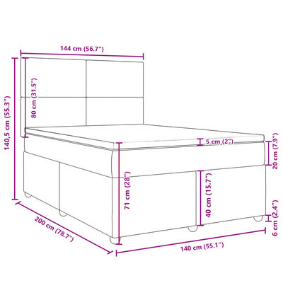 vidaXL Sommier à lattes de lit avec matelas Gris clair 140x200cm Tissu