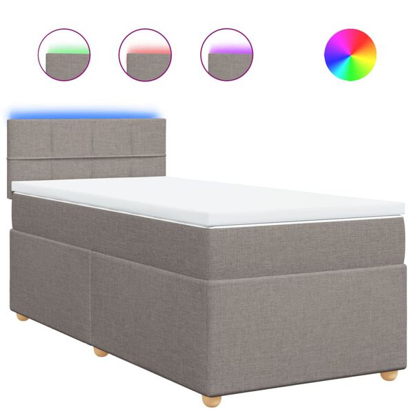 vidaXL Sommier &agrave; lattes de lit avec matelas Taupe 80x200 cm Tissu