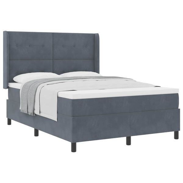 vidaXL Lit &agrave; ressorts avec matelas Gris fonc&eacute; 140 x 190 cm Velours