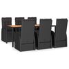 vidaXL Ensemble &agrave; manger de jardin coussins 7pcs Noir R&eacute;sine tress&eacute;e