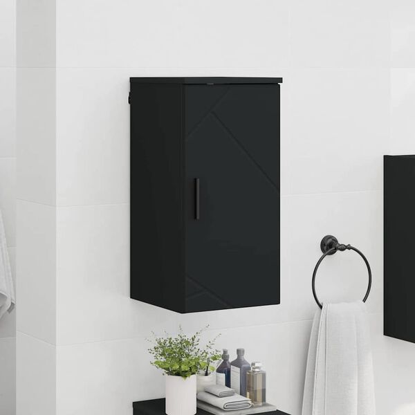 vidaXL Cabinet de salle de bain Montage mural Noir 30 x 31,5 x 61 cm