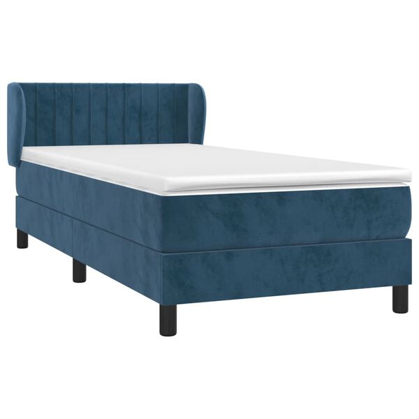 vidaXL Sommier &agrave; lattes de lit et matelas Bleu fonc&eacute; 80x200 cm Velours