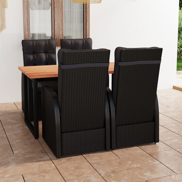 vidaXL Ensemble &agrave; manger de jardin avec coussins 5 pcs r&eacute;sine tress&eacute;e