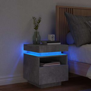 vidaXL Armoire de chevet avec lumi&egrave;res LED gris b&eacute;ton 40x39x48,5 cm