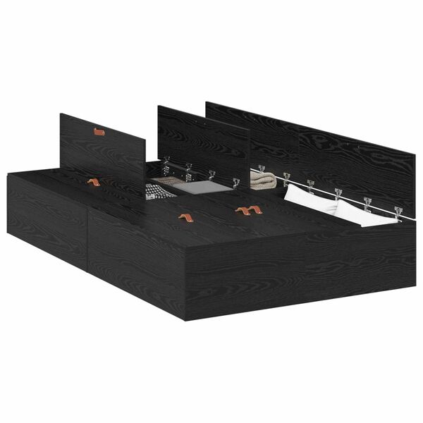 vidaXL Cadre de lit avec rangement Ch&ecirc;ne noir 120 x 200 cm