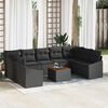 vidaXL Ensemble de canap&eacute; de jardin avec coussin 10 pcs Noir polyrotin