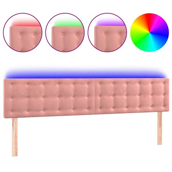 vidaXL T&ecirc;te de lit &agrave; LED Rose 200x5x78/88 cm Velours