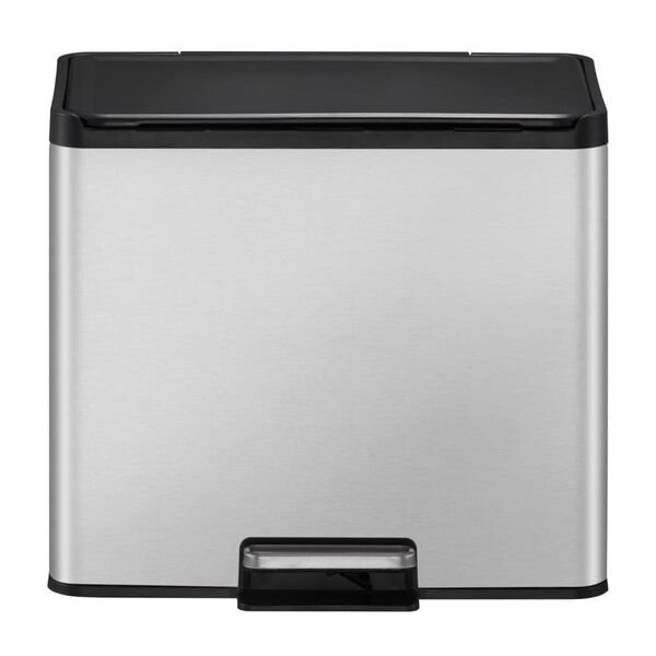 EKO Poubelle &agrave; p&eacute;dale Essential 2x15 L Argent&eacute; mat