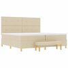 vidaXL Lit &agrave; ressorts avec matelas Cr&egrave;me 200 x 200 cm tissu