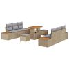 vidaXL Ensemble de canap&eacute; de jardin 9 pcs Beige et Gris clair