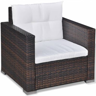 vidaXL Salon de jardin 6 pcs avec coussins Résine tressée Marron