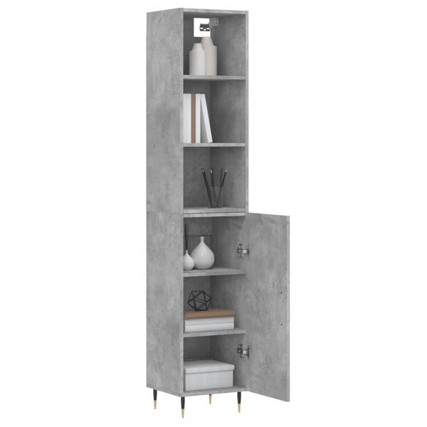 vidaXL Buffet haut Gris b&eacute;ton 34,5x34x180 cm Bois d'ing&eacute;nierie