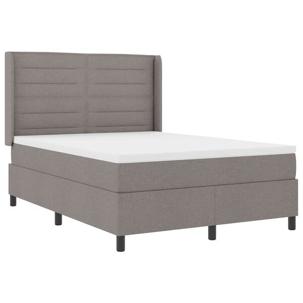 vidaXL Lit &agrave; ressort LED avec matelas Taupe 140 x 200 cm tissu
