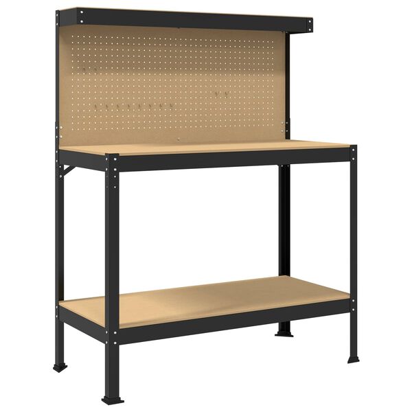 vidaXL Bancs de travail Noir 114 x 54 x 145 cm Bois d'ing&eacute;nierie
