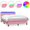 vidaXL Sommier &agrave; lattes de lit avec matelas et LED rose 140x220 cm velours