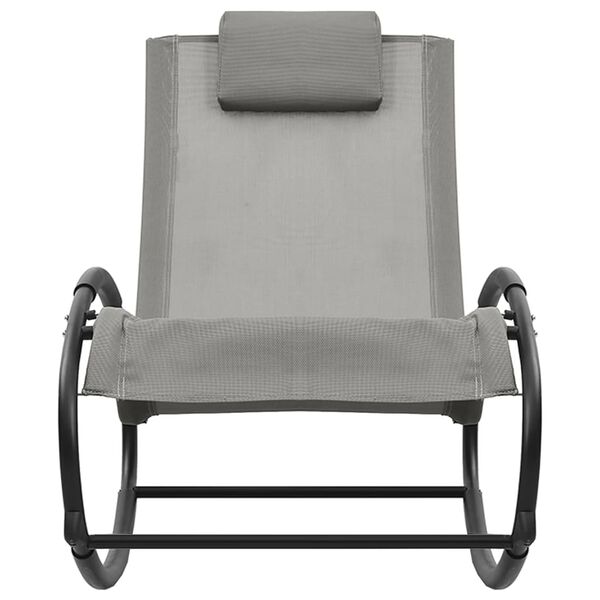 vidaXL Chaise longue avec oreiller acier et textil&egrave;ne gris