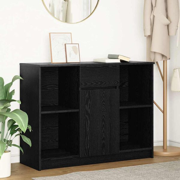 vidaXL Buffet avec tiroir ch&ecirc;ne noir 101x35x76 cm bois d'ing&eacute;nierie
