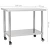 vidaXL Table de travail de cuisine avec roues 100x45x85 cm Inox