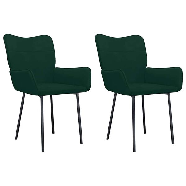 vidaXL Chaises à manger lot de 2 Vert foncé Velours