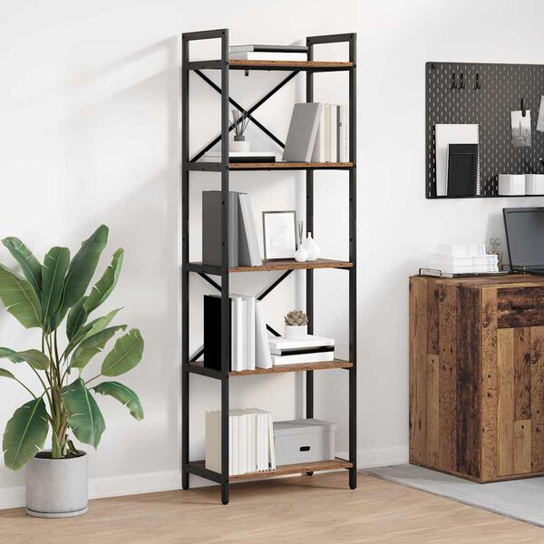 vidaXL &Eacute;tag&egrave;re Bois Ancien 56 x 34 x 171 cm Bois d'ing&eacute;nierie