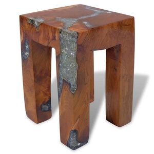 vidaXL Tabouret Bois de teck massif et r&eacute;sine