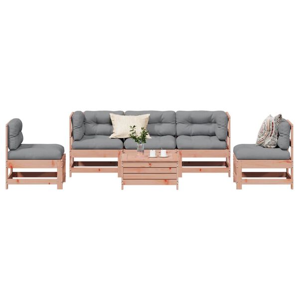 vidaXL Salon de jardin 6 pcs avec coussins bois massif Douglas