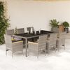 vidaXL Ensemble &agrave; manger de jardin et coussins 9 pcs gris rotin verre