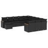 vidaXL Salon de jardin 12 pcs avec coussins noir r&eacute;sine tress&eacute;e