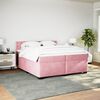 vidaXL Sommier &agrave; lattes de lit avec matelas Rose 200x200 cm Velours