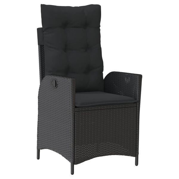 vidaXL Ensemble &agrave; manger de jardin coussins 5pcs Noir R&eacute;sine tress&eacute;e