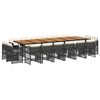 vidaXL Ensemble &agrave; manger de jardin 17 pcs coussins noir r&eacute;sine tress&eacute;e