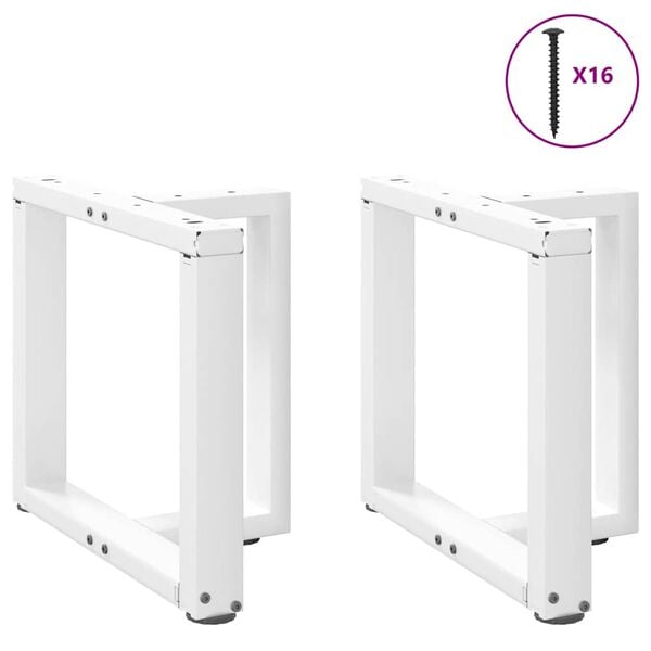 vidaXL Pieds de table basse en T, 2 pi&egrave;ces, blanc, 50 x 25 x (42-43) cm, acier
