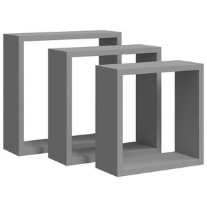 vidaXL &Eacute;tag&egrave;res murales sous forme de cube 3 pcs Gris MDF