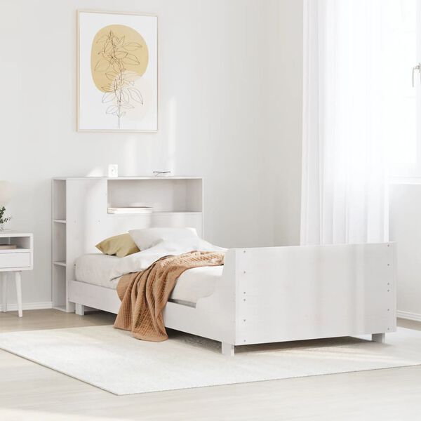 vidaXL Cadre de lit sans matelas blanc 75x190 cm bois de pin massif