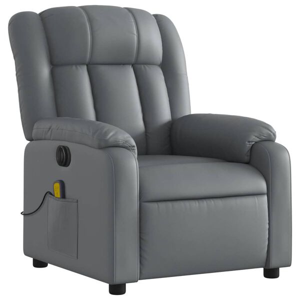vidaXL Fauteuil de massage inclinable électrique gris similicuir