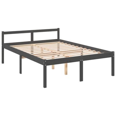 vidaXL Lit pour personne âgée tête de lit gris 140x190 cm bois massif