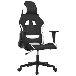 vidaXL Chaise de jeu de massage Noir et blanc Tissu