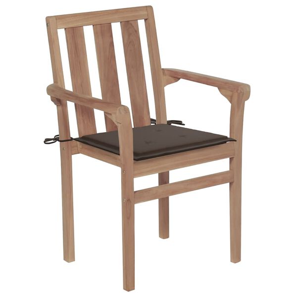 vidaXL Chaises de jardin empilables avec coussins lot de 8 Teck solide