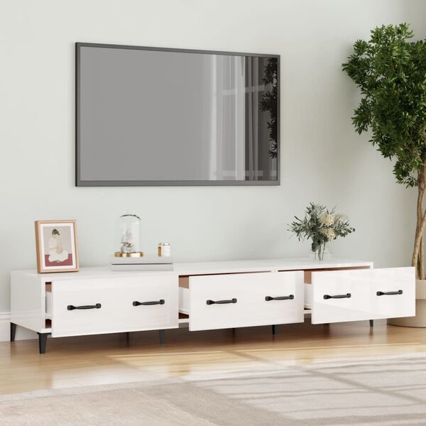 vidaXL Meuble TV Blanc brillant 150x34,5x30 cm Bois d'ing&eacute;nierie