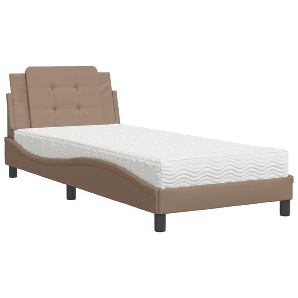 vidaXL Cadre de lit sans matelas Zadar cappuccino 100x200 cm similicuir