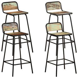 vidaXL Chaises de bar lot de 4 bois de r&eacute;cup&eacute;ration solide