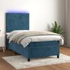 vidaXL Sommier &agrave; lattes de lit avec matelas et LED Bleu fonc&eacute; 80x200cm