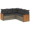 vidaXL Salon de jardin 5 pcs avec coussins gris r&eacute;sine tress&eacute;e