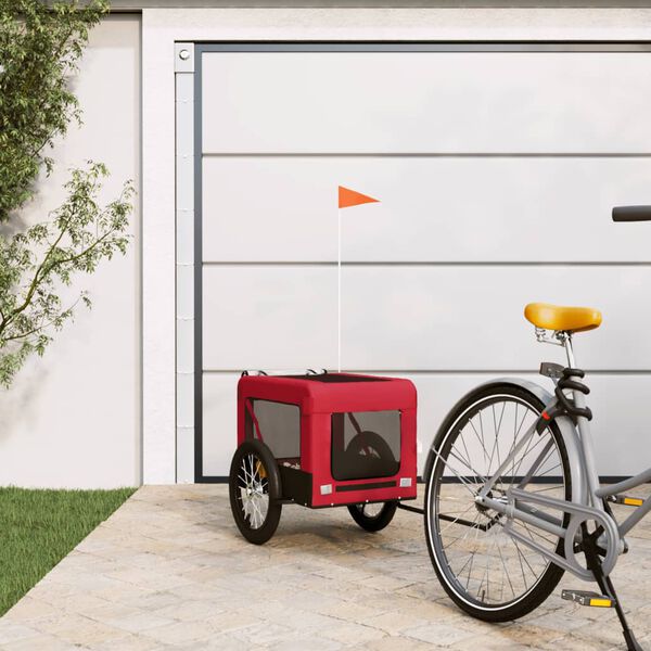 vidaXL Remorque de v&eacute;lo pour animaux de compagnie rouge et noir