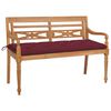 vidaXL Banc Batavia avec coussin bordeaux 150 cm Bois de teck massif