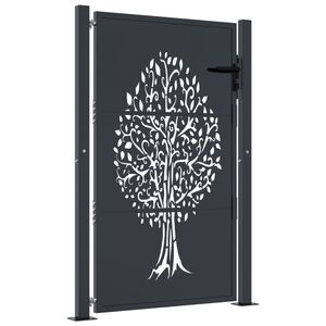 vidaXL Portail de jardin anthracite 100x125 cm acier conception d'arbre