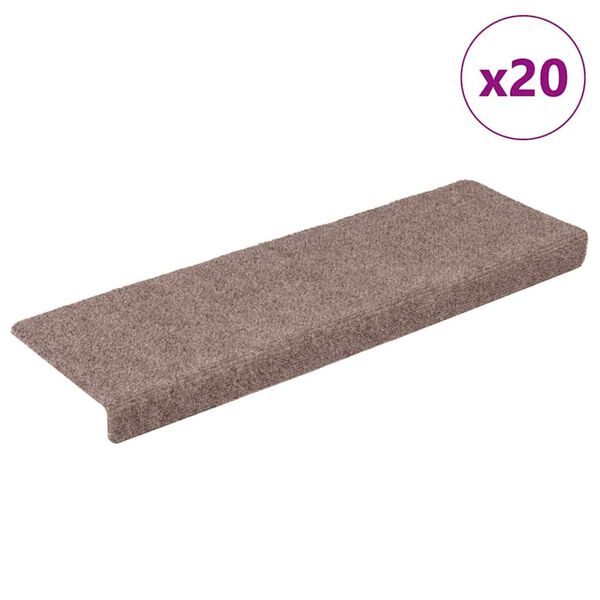 vidaXL Tapis d'escalier autocollants 20 pi&egrave;ces 65 x 21 x 4 cm Cr&egrave;me Bord rectangulaire